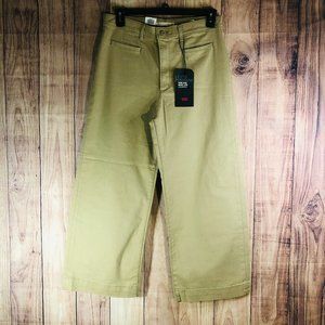 Levi's Premium Ribcage Wide Leg Cropped Women's Pants Khaki Size 32x28 NWT